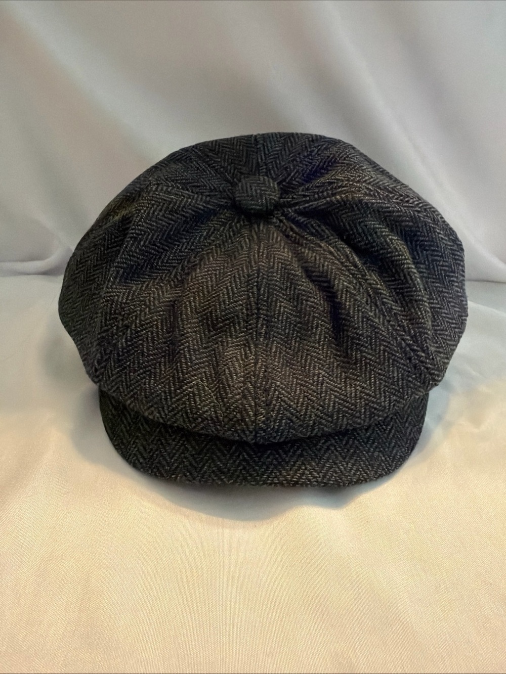 Children's Black Herringbone Newsboy Cap - Unbranded